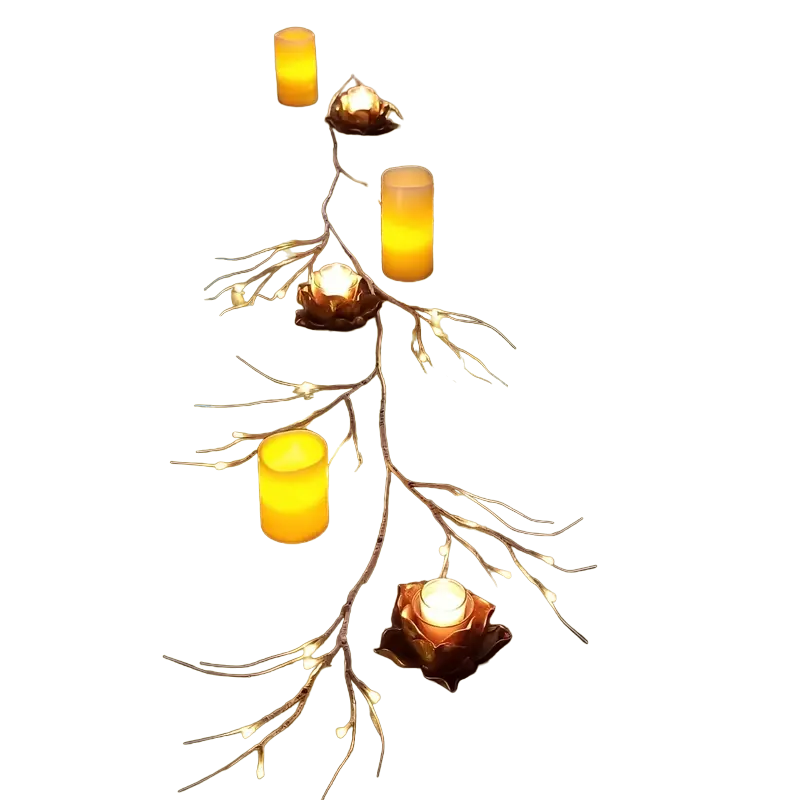 6ft Birch Wreath Garland with 48 LED Lights