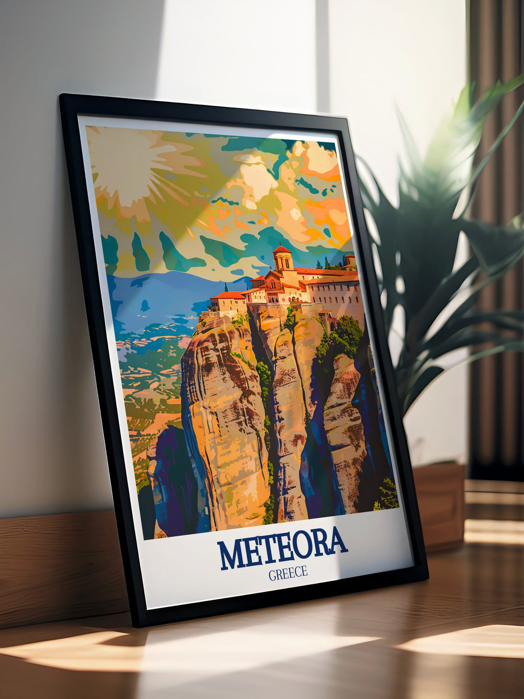 Meteora Poster - Great Meteoron Art Print - Peneus Valley Wall Print - Peneus Valley Travel Poster-2