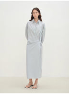 Abito Camicia In Cotone Morbido Con Chiusura A Bottoni E Taglio Cocoon