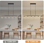 Black Gold Linear Chandelier Six Lights Illumination