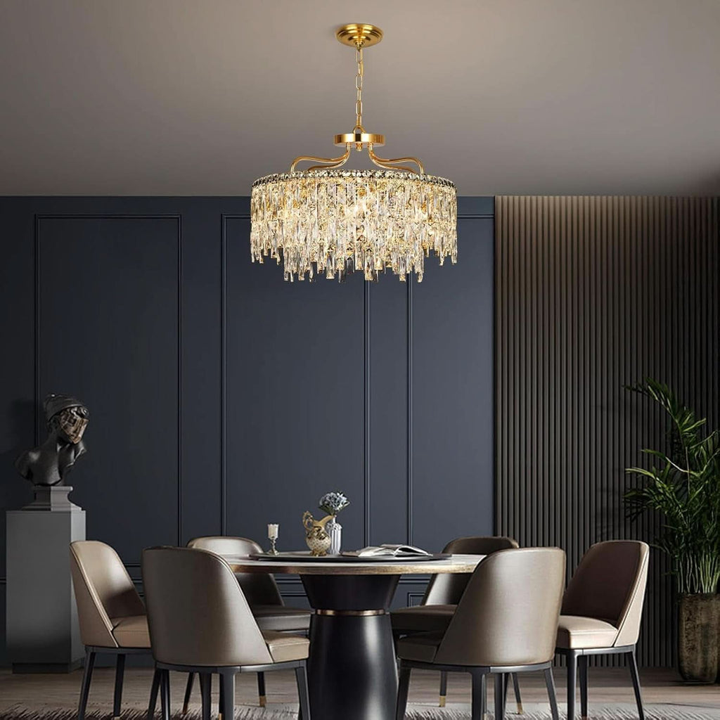 Elegant Gold Crystal Chandelier 24 Inch Illumination