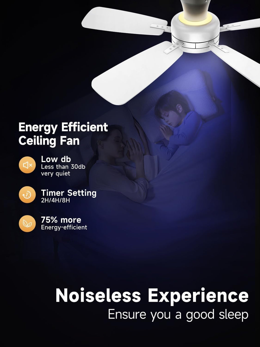 46-Inch Pure White Ceiling Fan With Dimmable Illumination