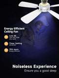 46-Inch Pure White Ceiling Fan With Dimmable Illumination