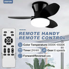 Ventilatore Da Soffitto Incasso Nero 26 Pollici Con Luce Integrata E Telecomando