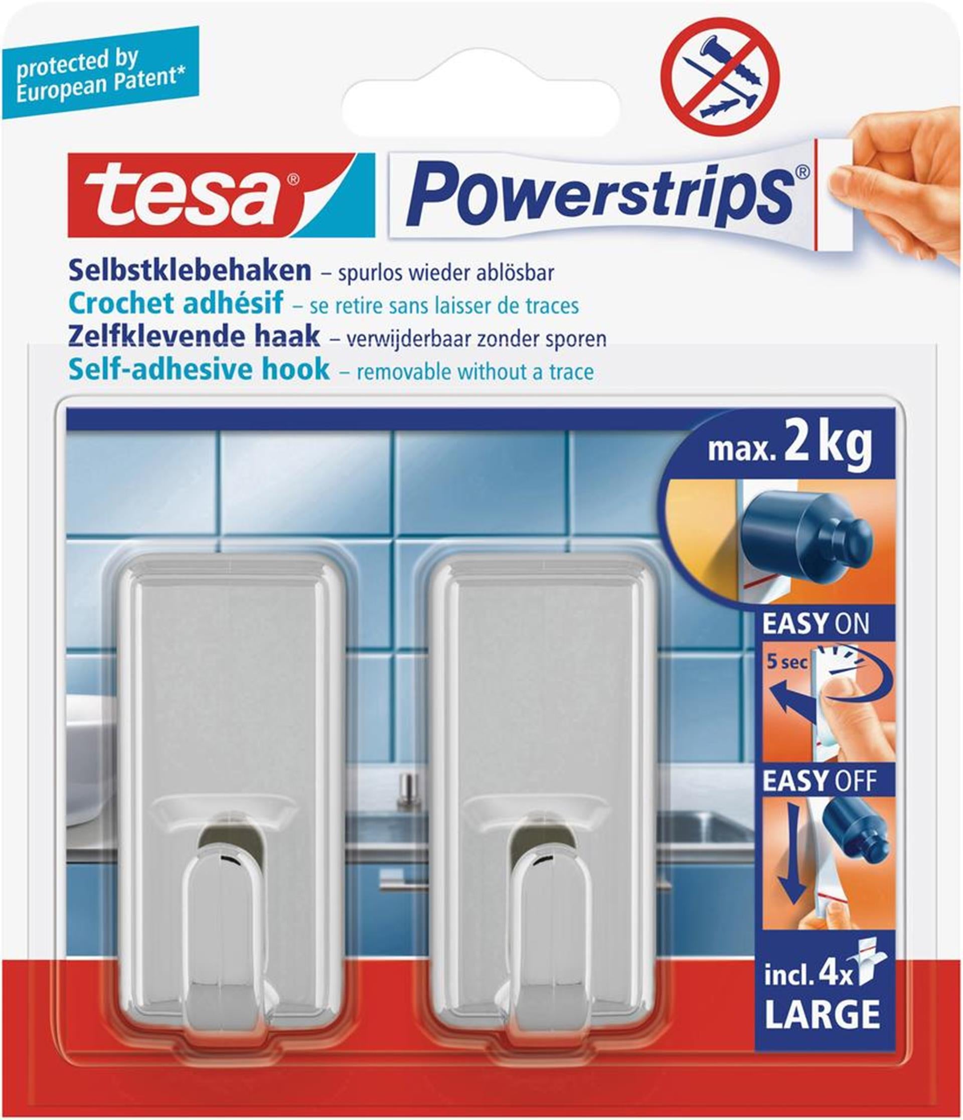 Ganci Adesivi Tesa Con Powerstrips Argento Per Pareti Facili Da Installare