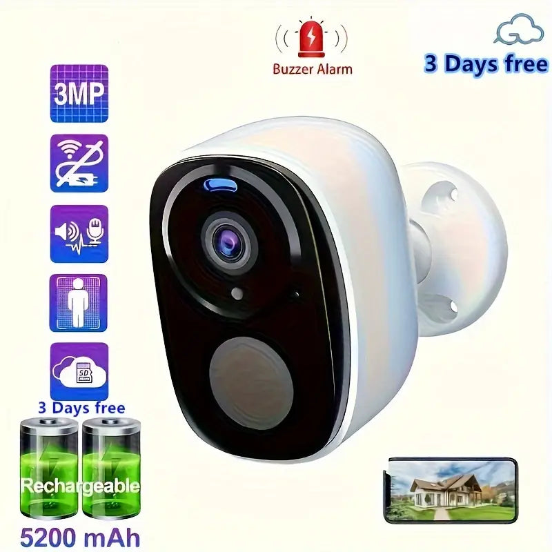 Telecamera Di Sicurezza Wireless Da Esterno 2K 5MP Rilevamento Movimenti IA