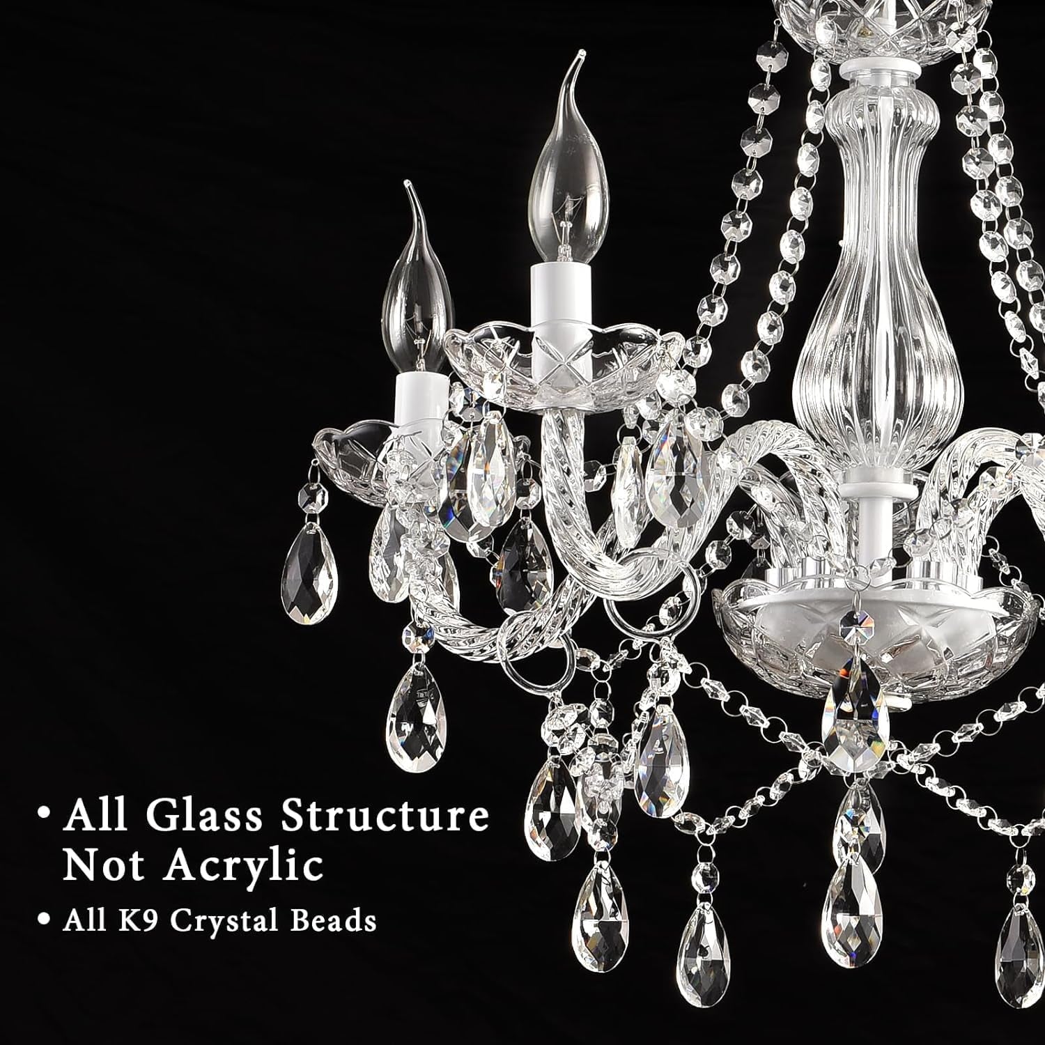 Plug In White Crystal Chandelier Pendant Illumination
