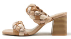 Sandali Donna Tacco Blocco Intrecciati Doppia Fascia Nude Multicolore Soda Shoes