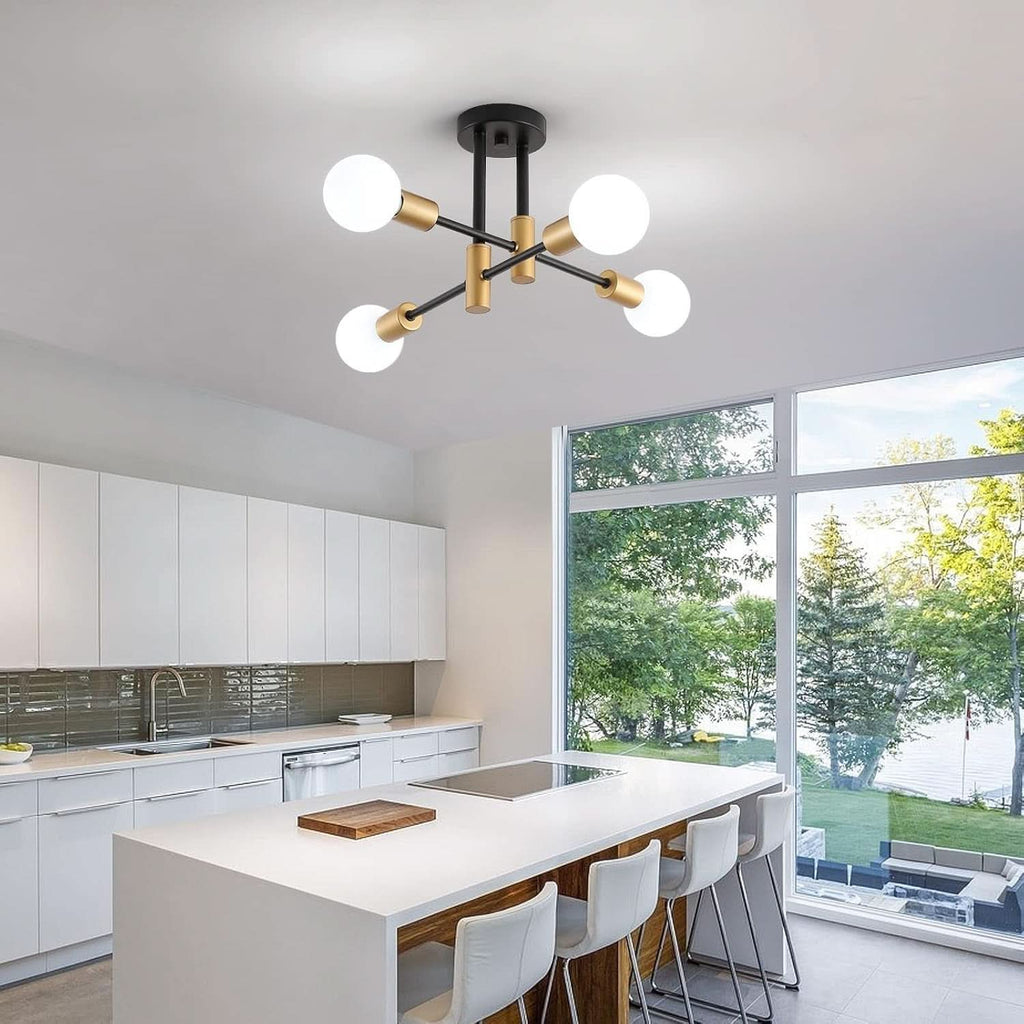 Lampadario Sputnik Nero Oro Moderno Per Soffitto Contemporaneo