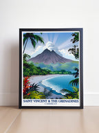 Saint Vincent and The Grenadines Poster - La SoufriÃ¨re Volcano Art Print - Caribbean Island Wall Print - Caribbean Island Travel Poster-1