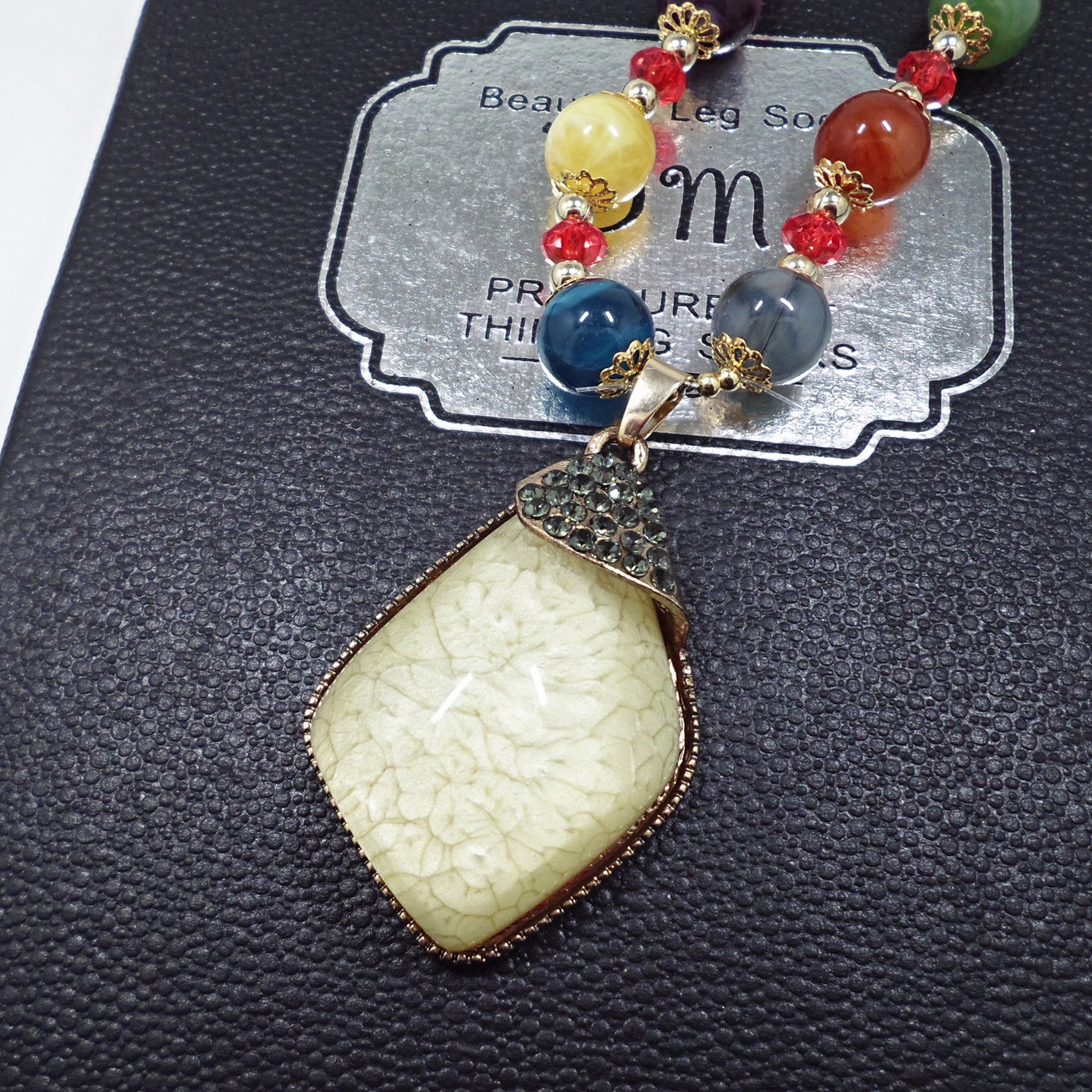 European and American ethnic style imitation beeswax color shell long sweater chain autumn and winter retro water drop necklace jewelry wholesale
