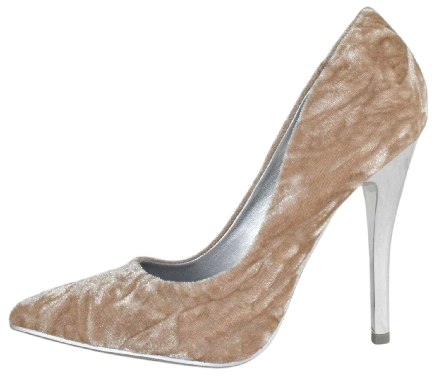 Bomber Décolleté Beige Velluto Sintetico Alta Tacchi 4 Pollici Not Just A Pump