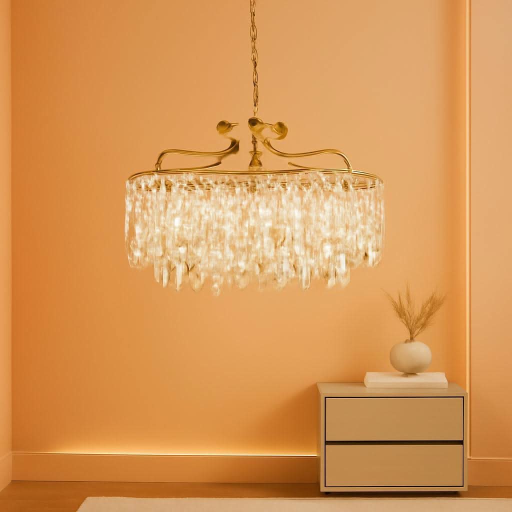 Elegant Gold Crystal Chandelier 24 Inch Illumination