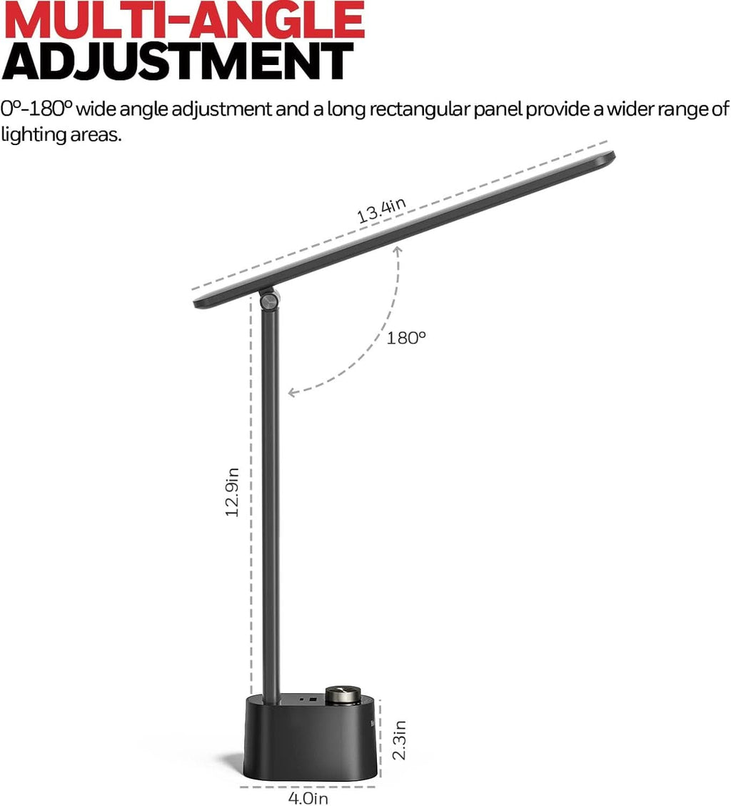 Lampada Da Scrivania LED H01 Pro Sunturalux Pieghevole Con USB Nero