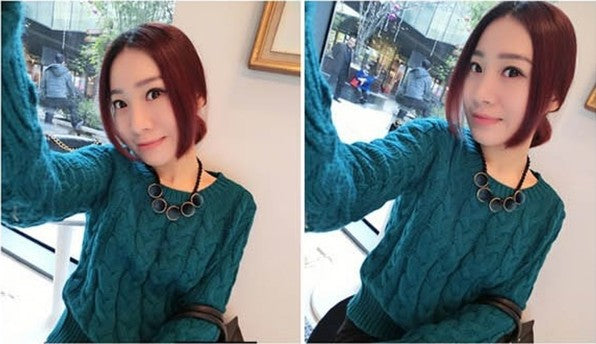 X404'' European and American Retro Style Velvet Round Square Geometric Pattern Contrasting Short Necklace Sweater Chain