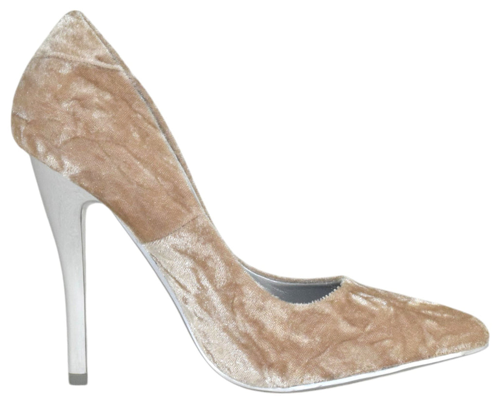 Bomber Décolleté Beige Velluto Sintetico Alta Tacchi 4 Pollici Not Just A Pump