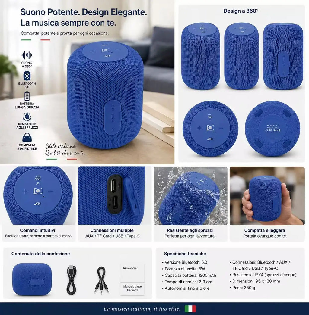 Speaker Bluetooth portatile con audio HD Radio FM Campeggio