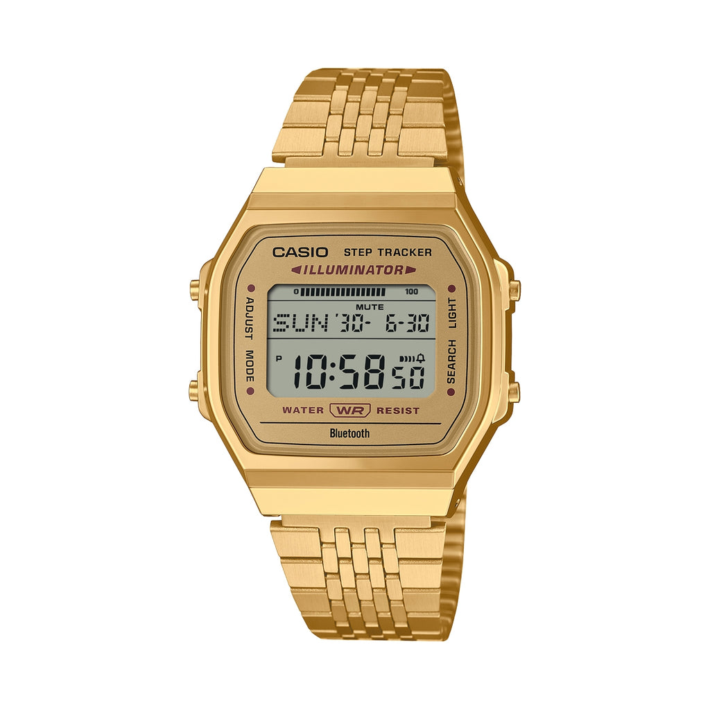 CASIO VINTAGE Mod. BLUETOOTH® SMARTPHONE LINK - GOLD - built-in accelerometer senses body movements + steps counter - GOLD