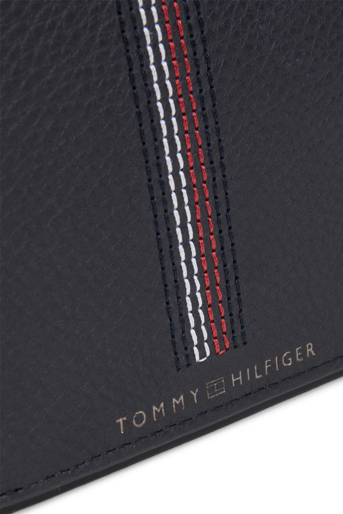 TOMMY HILFIGER - Portafoglio uomo bifold con cuciture iconiche  - Misura One size