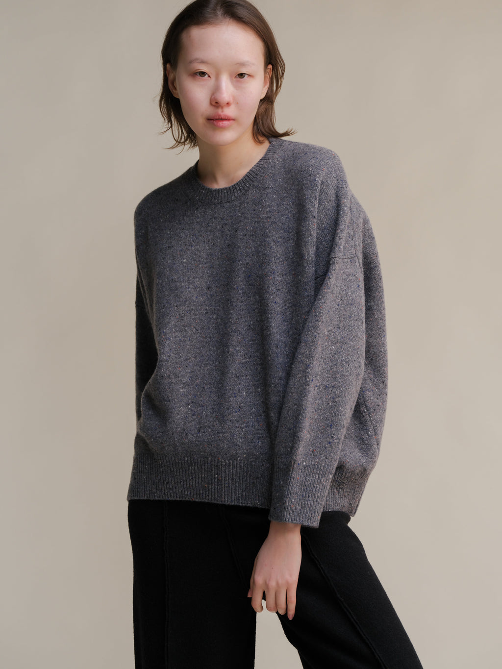 Maglione Tweed Maxi Girocollo Lana Riciclata E Poliammide Riciclata Toscana