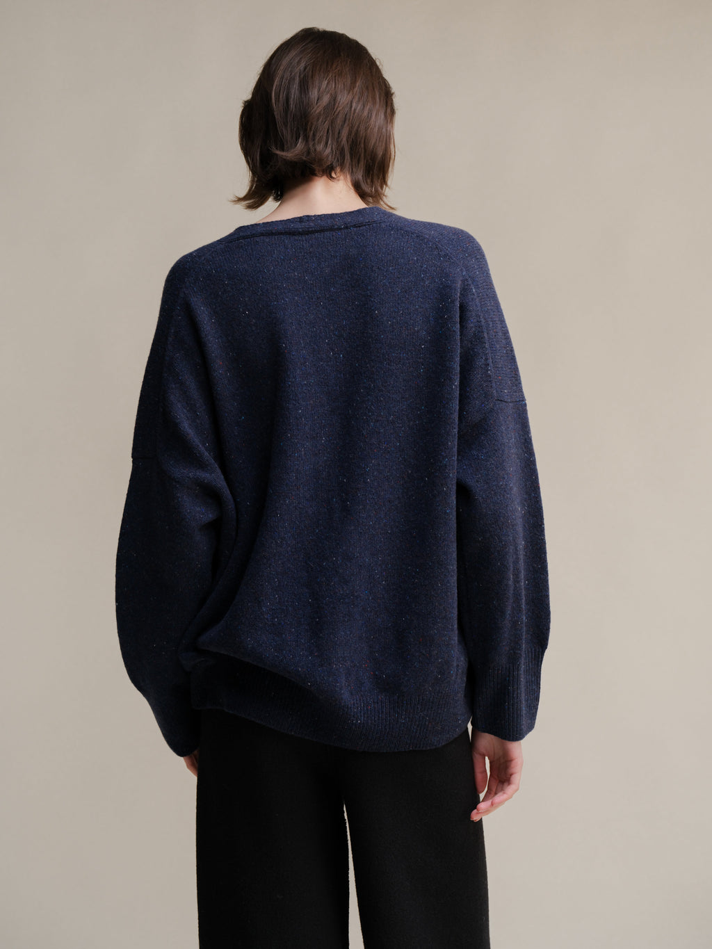Cardigan In Tweed Con Taglio Relaxed Lana Vergine E Poliamide Riciclata Toscana