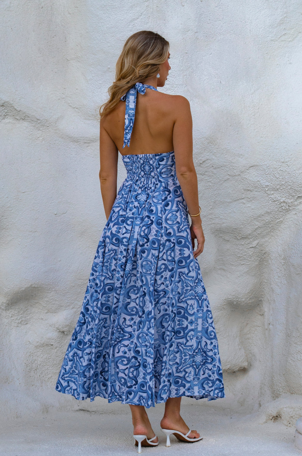 Abito Maxi Halterneck Costa Brava Elegante E Leggero In Rayon