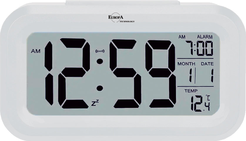 Sveglia Digitale Elite con Luce LED Automatica e Sensore Crepuscolare Bianco