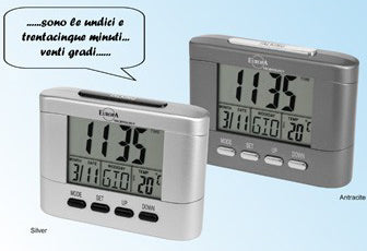 Sveglia Digitale Parlante Elite Argento Orologio Multifunzione