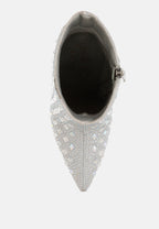 Stivali Stiletto Con Punta A Strass Frostin In Pelle Metallizzata
