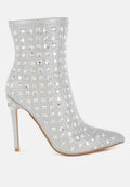 Stivali Stiletto Con Punta A Strass Frostin In Pelle Metallizzata