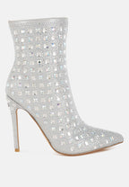 Stivali Stiletto Con Punta A Strass Frostin In Pelle Metallizzata