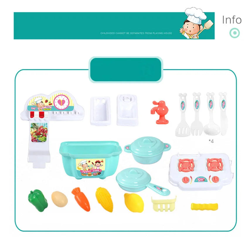 22Pcs plastica Mini bambini cucina per bambini gioco casa giocattolo simulazionale utensili da cucina conservazione pentole cottura finta gioca per le ragazze