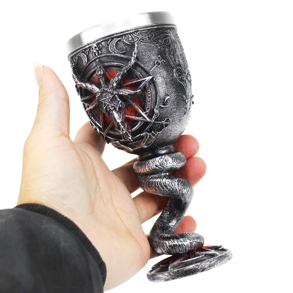 Baphomet Pentagramma Corno Calice Bicchiere da vino Gotico Wicca Pagan Mystical Tankard Caffè Boccali da birra 600ml 200ml Mistico Wicca Fan Gift