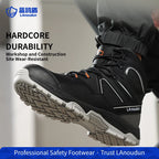 Lanoudun Construction Safety Shoes For Men Women Black Steel Toe Puncture Resistant Euro Standard Cap Microfiber