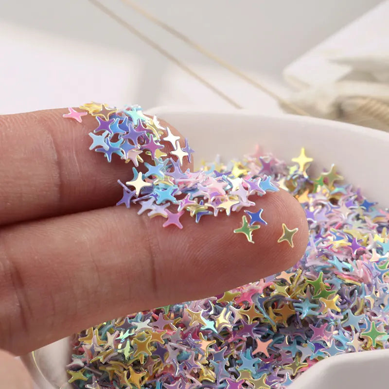 10 g/pacco 4mm Paillettes a forma di stella croce per unghie art, Paillettes glitter per manicure da donna, coriandoli per decorazioni di nozze Lentejuelas