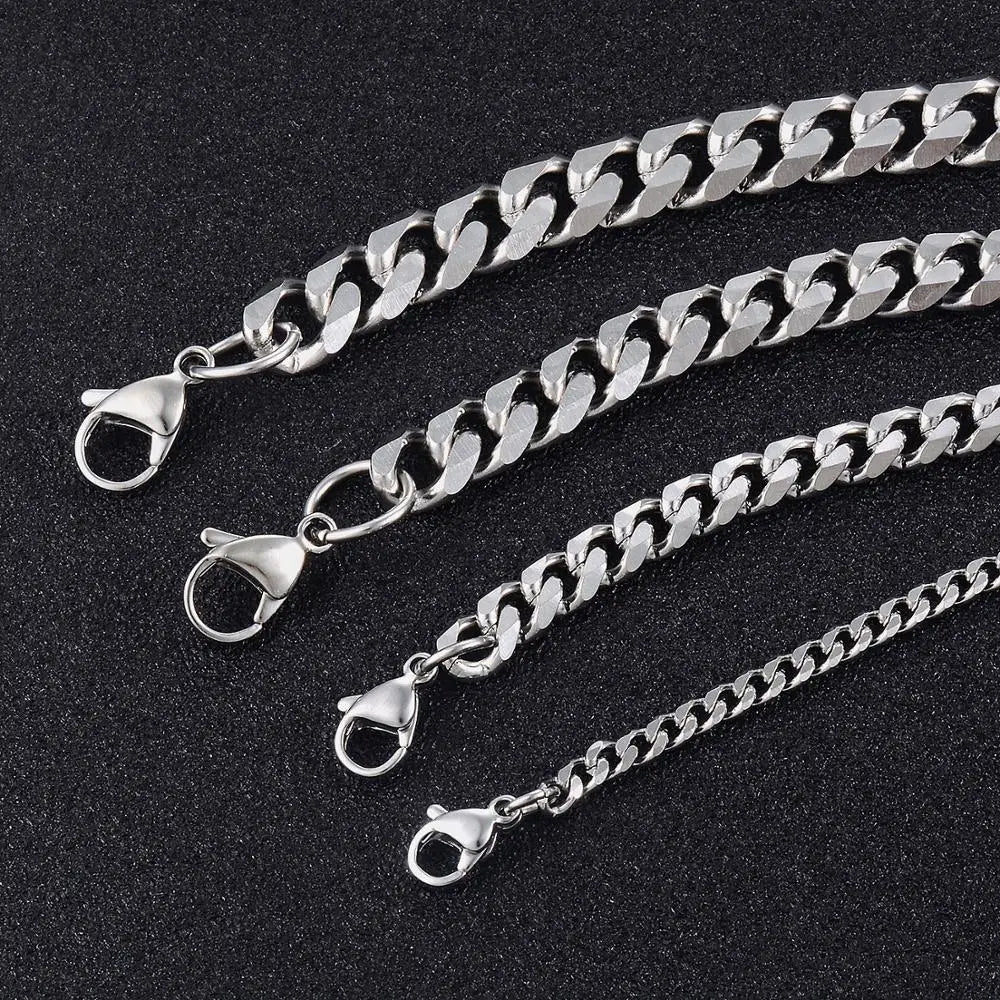 Collane in acciaio inossidabile con catena cubana Curb per gioielli moda uomo 3.5mm/5mm/6mm/7mm/9mm