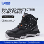 Lanoudun Construction Safety Shoes For Men Women Black Steel Toe Puncture Resistant Euro Standard Cap Microfiber