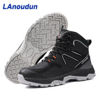 Lanoudun Construction Safety Shoes For Men Women Black Steel Toe Puncture Resistant Euro Standard Cap Microfiber