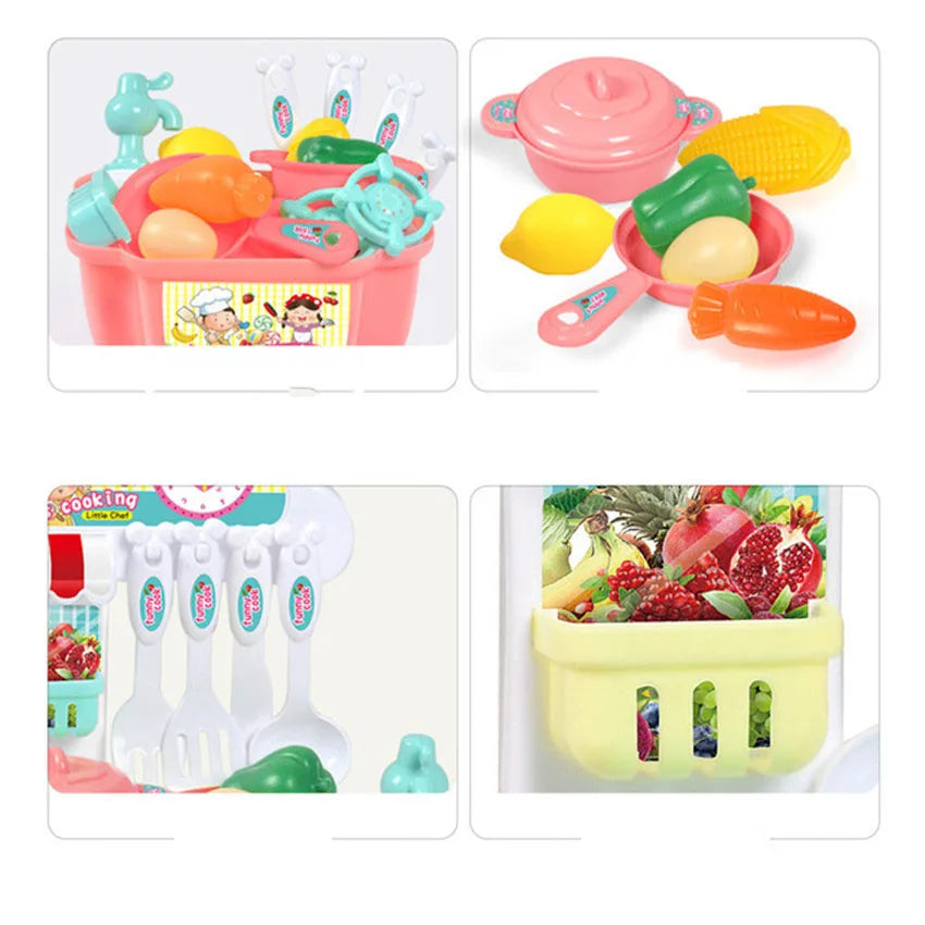 22Pcs plastica Mini bambini cucina per bambini gioco casa giocattolo simulazionale utensili da cucina conservazione pentole cottura finta gioca per le ragazze