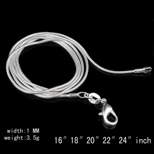 1 pz 1 MM 2 MM placcato argento liscio Collane a catena del serpente con girocollo timbrato Gioielli Taglia 16 18 20 22 24 26 28 30 pollici