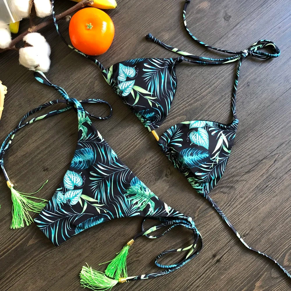 2021 Set bikini sexy 2 pezzi Hot Stamp Sport Costumi da bagno Donna Beachwear Push-Up imbottito Costume da bagno Body Bagnante squisito