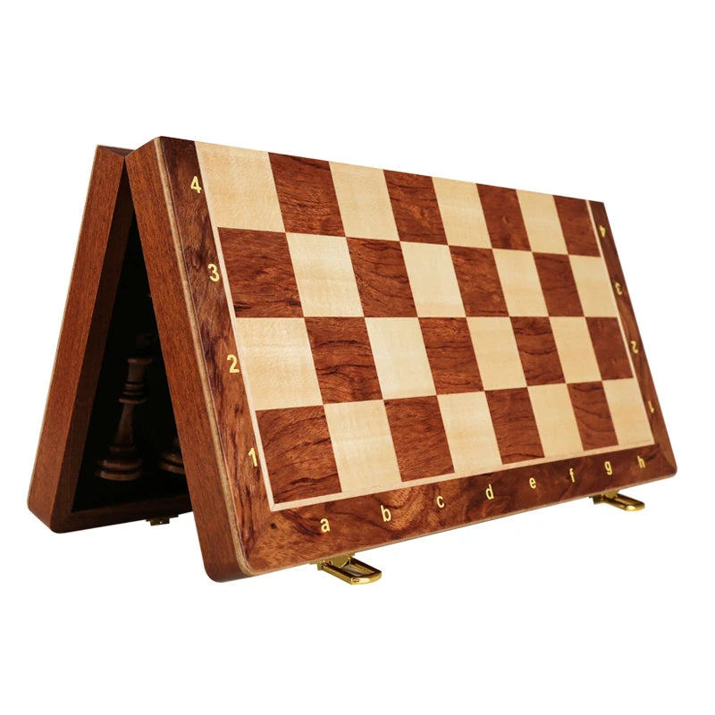 Set di Scacchi in Legno Pieghevole di Alta Qualità 39*39cm, Pezzi Classici Tradizionali Fatti a Mano, Scacchiera in Legno Massiccio, Gioco da Tavolo Regalo