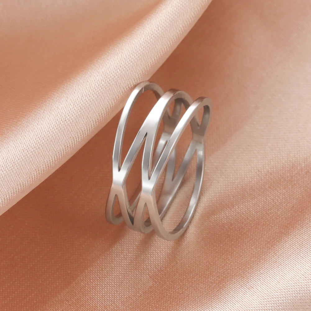 Skyrim Anello da donna in acciaio inossidabile Semplice cuore Farfalla Fasi lunari Anelli da dito geometrici Regalo di nozze per l'amante Commercio all'ingrosso