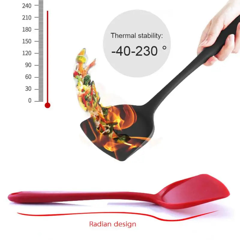 Spatola per tornitori in silicone antiaderente Spatola da cucina resistente al calore Spatola per carne di manzo Spatola per friggere uova Cucchiaio Utensile da cucina Nuovo
