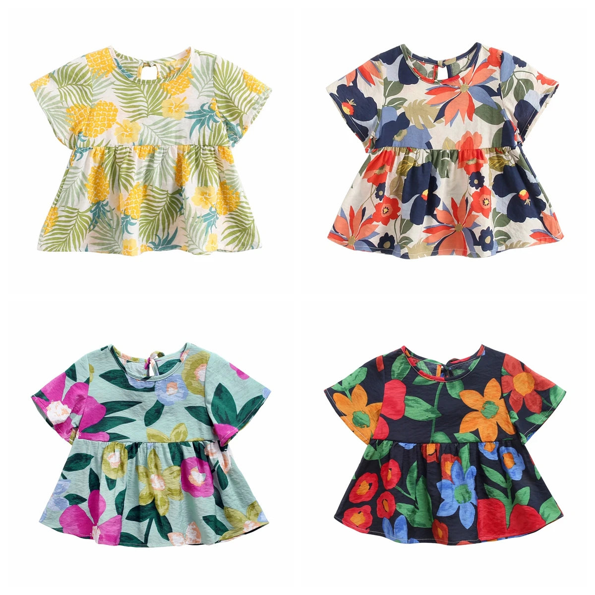 Sanlutoz Abiti estivi per neonate Abito da principessa in cotone per fiori per bambini Vestiti per bambini Manica corta