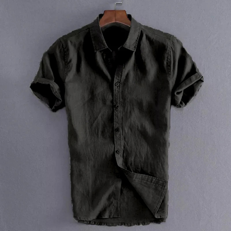 Camicie casual a maniche corte da uomo per il tempo libero Abbigliamento da strada Camicie con risvolto abbottonate in tinta unita per uomo Camicetta da vacanza vintage M-3XL