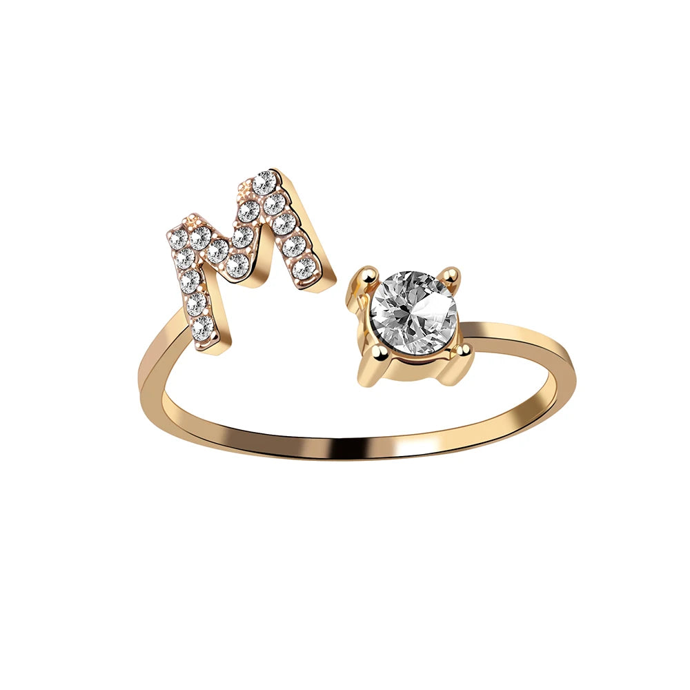 Moda 26 Lettera iniziale Anello Argento Colore Personalità Anelli di barretta Donna Semplice ed elegante Gioielli Regalo di amicizia Commercio all'ingrosso