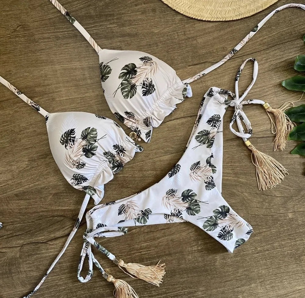2021 Set bikini sexy 2 pezzi Hot Stamp Sport Costumi da bagno Donna Beachwear Push-Up imbottito Costume da bagno Body Bagnante squisito