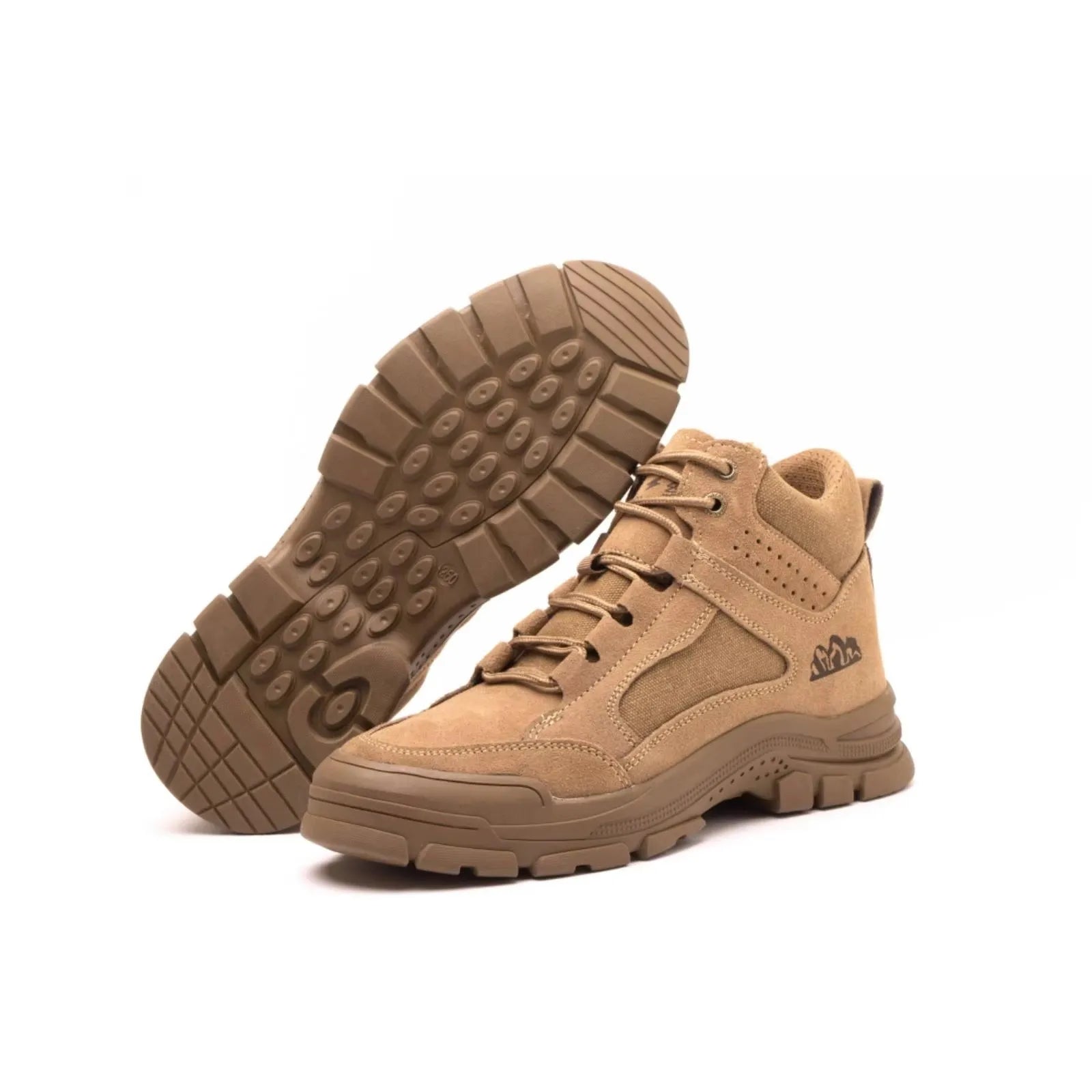JIANKUN Mid Cut Sneakers with Anti-Smash Iron Toe Comfortable Safety Shoes for Men Women Unisex Suede Leather Work Boots