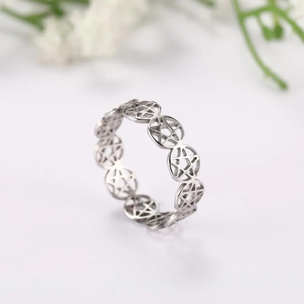 Skyrim Anello da donna in acciaio inossidabile Semplice cuore Farfalla Fasi lunari Anelli da dito geometrici Regalo di nozze per l'amante Commercio all'ingrosso